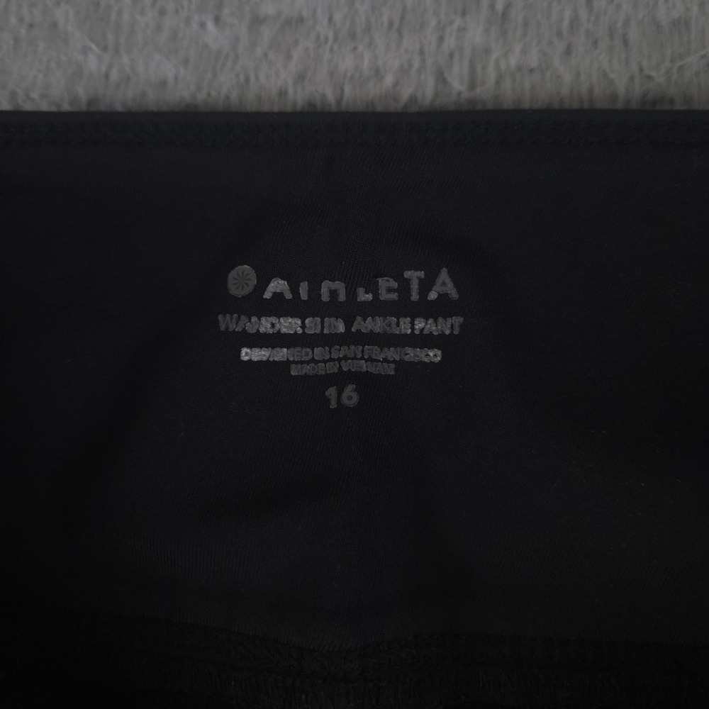 Athleta Pants Womens 16 Black Wander Slim Ankle Slim Leg Nylon Stretch Side Zip - Picture 7 of 12